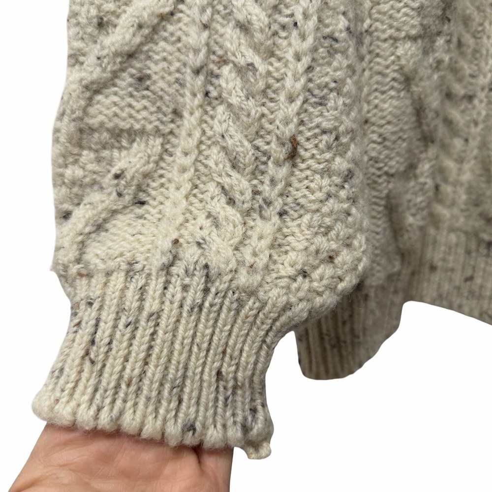 Vintage Acorn Heavy British Wool Cable Knit Fisherman Sweater Size M Off‎ White - Picture 5 of 10